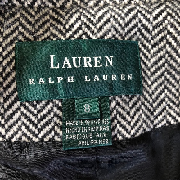 Lauren Ralph Lauren Black Wool and Alpaca Houndstooth Zip Up Jacket - Picture 5 of 8